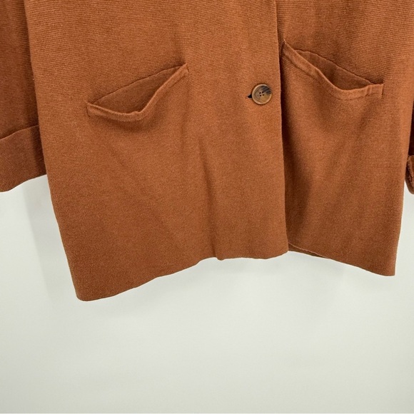 Michael Stars Two Button Cardigan Blazer Size Medium Brown Pockets Cotton Women - Picture 3 of 9